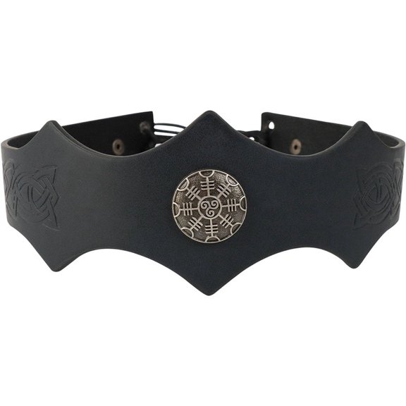 TUWAFE Medieval Headpiece Embossed Faux Leather Headband Adjustable Renaissance Ren Faire Accessories