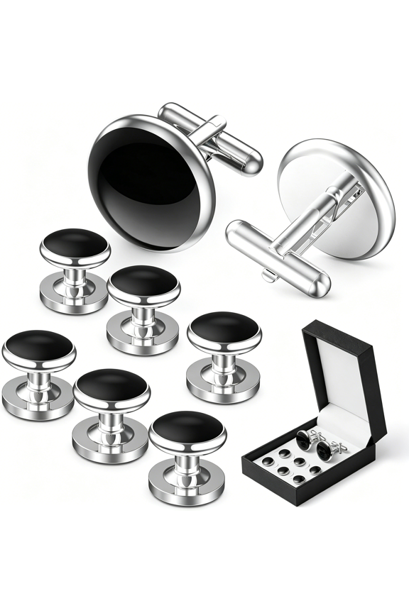 MenS Tuxedo Studs and Cufflinks Set,Classic Jewelry Or Accessories for Business,Wedding,Anniversary and Birthday Gift Cufflinks for Men