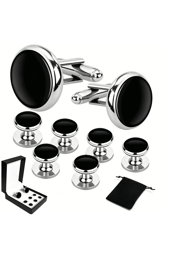 Men'S Tuxedo Studs and Cufflinks Set,Formal Accessories for French Cuff Shirts and Tuxedo Dress Shirts,Wedding and Black Tie Attire