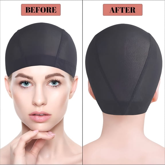 TUWAFE Mesh Dome Cap for Wig Making 6 Pack Stretchable Dome Mesh Lace Front Wig Caps for Women Bald Cap for Wigs (Black)