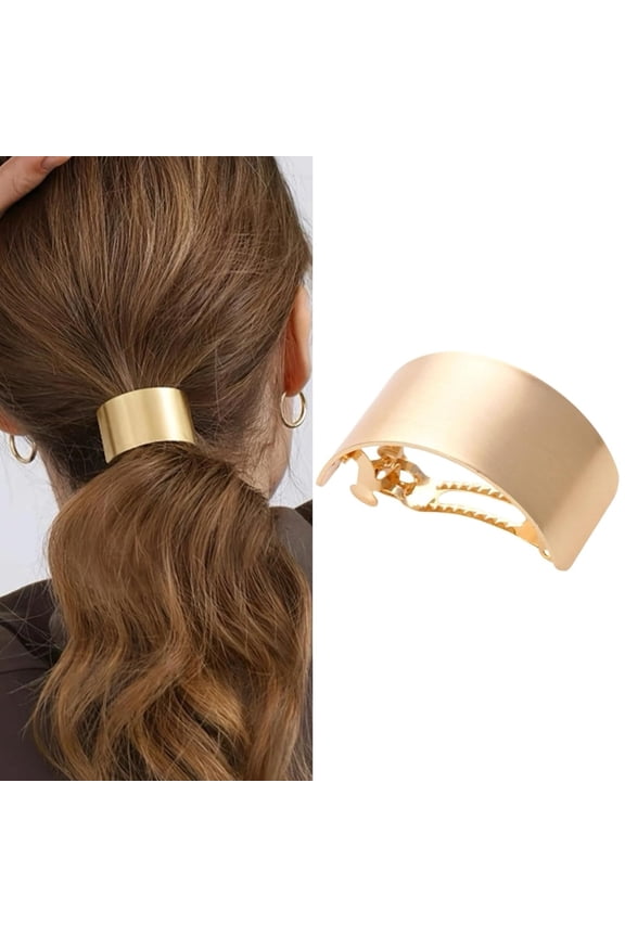 Metal Ponytail Hair Clips Gold Ponytail Holder Cuffs,Retro French Barrettes Large for Women Girls Long Thick Curly Hair Decorative Accessories