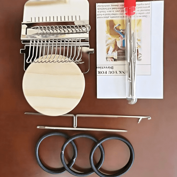 TUWAFE Mini Portable Patch Darning Looms Kit, Patchwork Weaving Tool Set for Quickly Sewing Repair, Loom Knitting Kit for Beginners (14 Hooks)