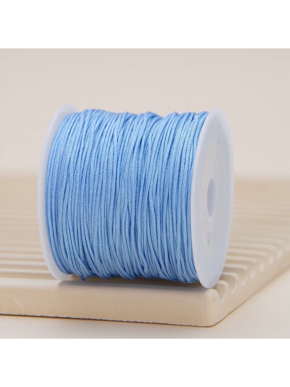 Nylon Thread Bracelet Cord, Satin Rattail Silk Cord Silky Beading String, Braided Bracelets, Pendants Necklace, Keychains Lanyards, Jewelry Making Keychain String -Light Blue