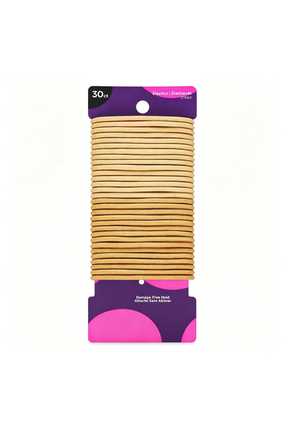 Ouchless Hair Elastics No Pull,No Breakage,Tangle-Free Hold for Thick,Curly,Coily&Textured Hair 30 Count,Blonde,Long-Lasting Ponytail Holders for Women&Men