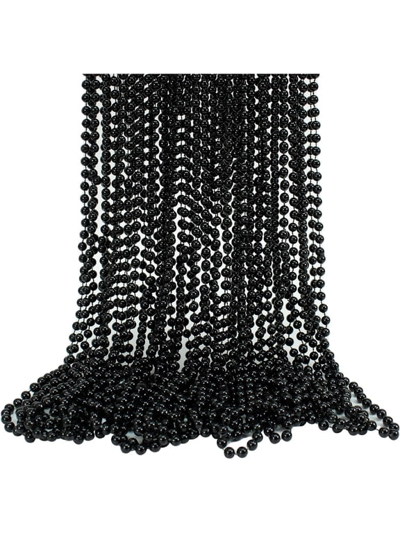 Pack of 72, 33" Black Beads Necklace, Multi Colors Carnival Necklaces for Halloween Party, St. Patrick'S Day Costume Necklace, Festive Halloween Necklace