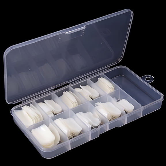 TUWAFE Pack of 100 French Full Cover Acrylic False Fake Nail Art Tips with Storage Box Clear Nail Tips