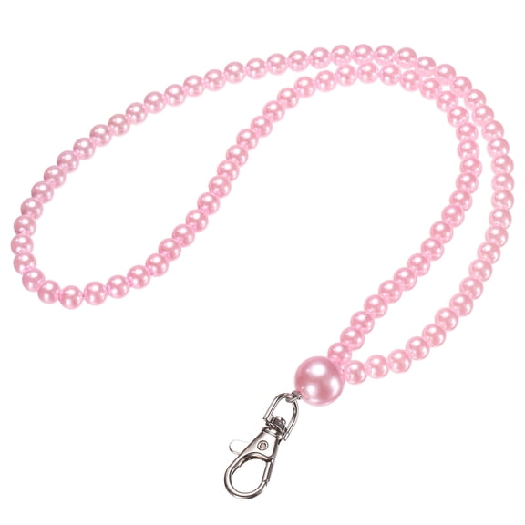 TUWAFE Pearls Beaded Lanyard, 1 Pcs ID Badge Lanyard Cell Phone Chain Name Tag Keys Holder Stylish Keychain for Women Necklace Strap Keys Card Phone, Pink