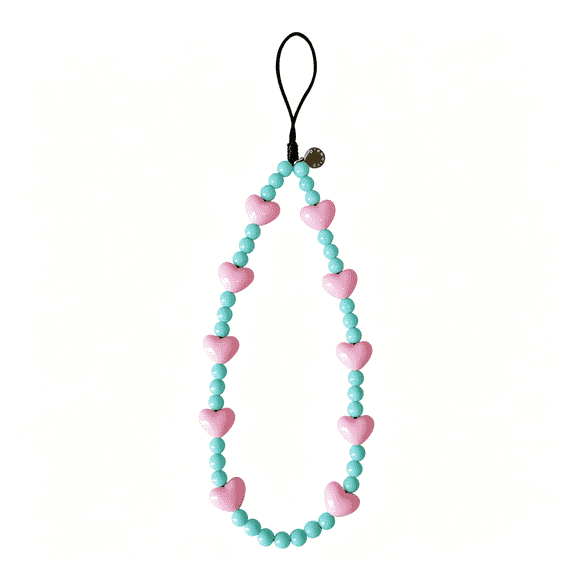 TUWAFE Phone Charm Beaded Wristlet Strap Universal Cell Phone Lanyard Cute Bracelet Wrist Strap Beaded Chain String Handmade Accessories for Case Camera Bags(Sweet Hearts)