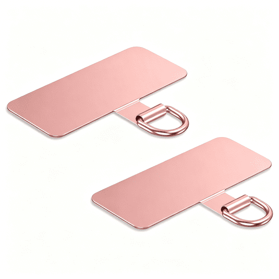 TUWAFE Phone Lanyard Tab, Heavy Duty Tether Tab for iPhone & Android, Metal Lanyard Patch & Strap Adapter, 44lbs Load Capacity, Universal Phone Case Insert for Strap & Charm (Rose Gold*2)
