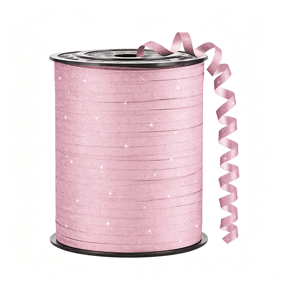 TUWAFE Pink Curling Ribbon,500 Yards,1/5 Inch|Glitter,For Balloon String,Gift Wrapping,Art Crafts,Birthday Party Decoration Balloon String