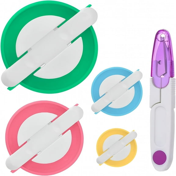 TUWAFE Pom Pom Maker Kit 4 Sizes Pompom Makers Tool DIY Fluff Ball Weaver Needle Knitting Set with Sewing Scissors Pom-pom Maker for Beginner Handmade Toy Wool Crafts