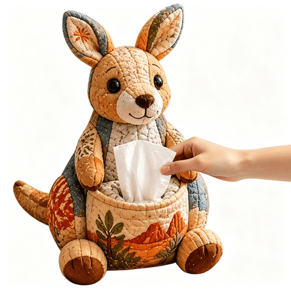 TUWAFE Quilted Animal Tissue Box Diy Kit | Cute Bushland Animal Tissue Box Diy Kits | Handmade Patchworks Animals Sewing Craft Kit | Decorative Quilted Craft Activities for Adults Beginners (E)