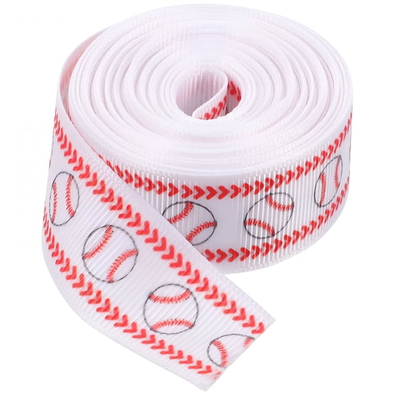 TUWAFE Red Polyester Baseball Ribbon Roll,Decorative Ribbon for Gift Wrapping,Packaging,Craft Projects and Party Decoration Supplies for Birthday,Sports Events,Diy Crafts
