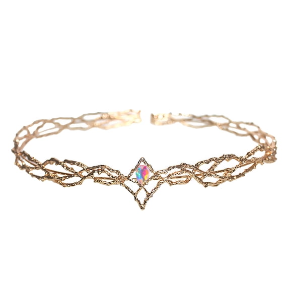 TUWAFE Rhinestone Fairy Crown Tiara for Women, Colorful Elf Headpiece Birthday Crown Adult, Sparkling Alloy Headwear for Cosplay Wedding Prom Party Hair Accessories
