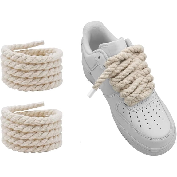 TUWAFE Rope Shoe Laces,Thick Rope Shoelaces for Shoes Sneakers Designer Jumbo Big Chunky Fat Shoe LacesBeige)Shoelaces for Women Sneakers