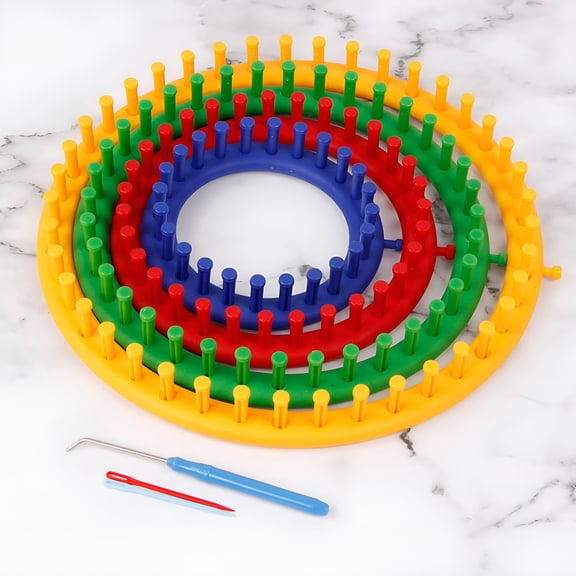TUWAFE Round Knitting Loom Set with Hanger And Pompom Maker-Diy Craft Tool for Beginners to Create Scarves Hats And Homemade Accessories