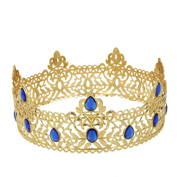 TUWAFE Round Wedding King Tiara Headpiece for Men Rhinestone Royal Crown Hair Ornaments Important Occasion Head Jewelry Accessories King Crowns for Men