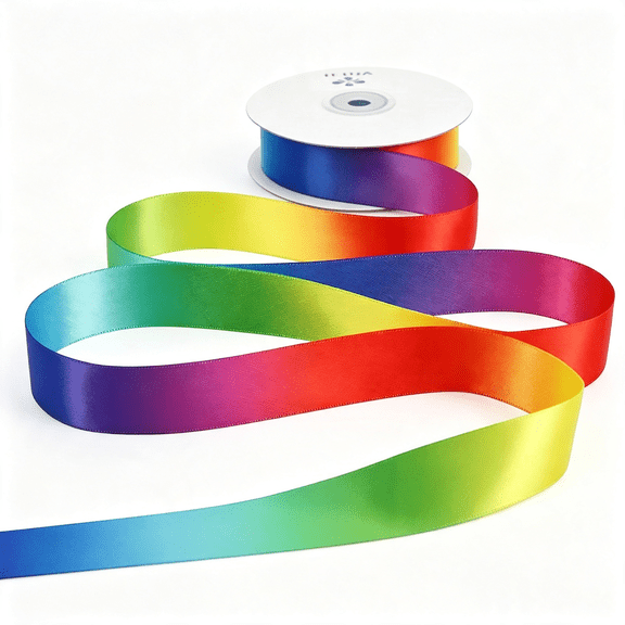 TUWAFE Satin Ribbon 1 Inch Rainbow Ribbon Rainbow Satin Ribbons Neon Color Ribbons for Gift Wrapping Birthday Pride Party Decoration Handmade Bows Diy Crafts - 25 Yards