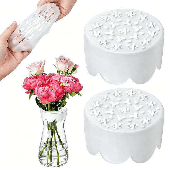 TUWAFE Silicone Flower Frog for Vase Arrangements,Flexible Reusable Floral Stem Holder Grid,Waterproof Flower Arrangement Tool for Diy Bouquets,Centerpieces&Home Decor(2Pc)