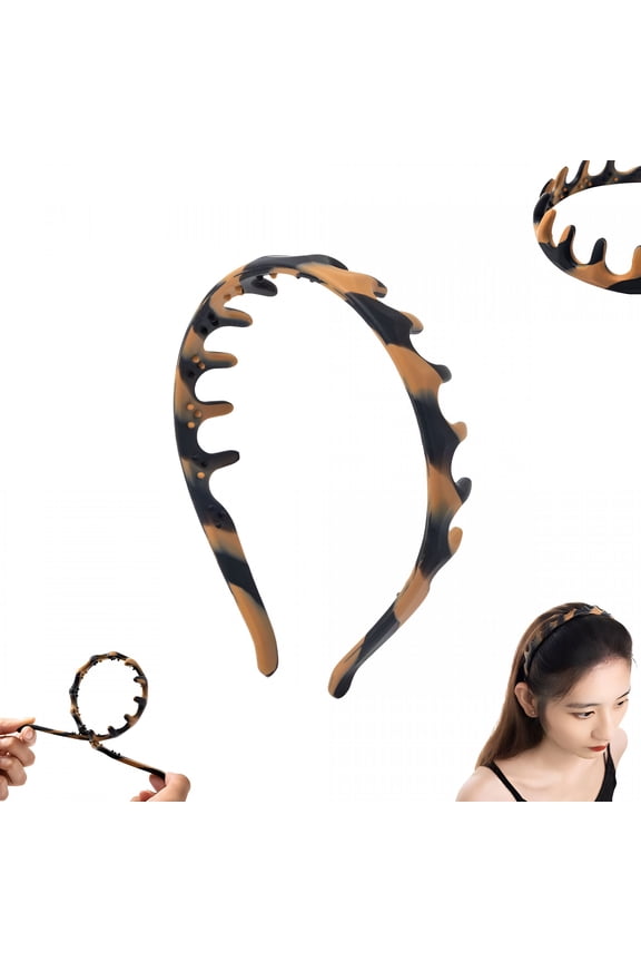 Silicone U Shape Fashion Tooth Hair Comb Headband, Zig Zag High Cranium Head Bands for Women'S Hair Non Slip, Reversible Headbands with Teeth (Amber, 1 Count (Pack of 1))