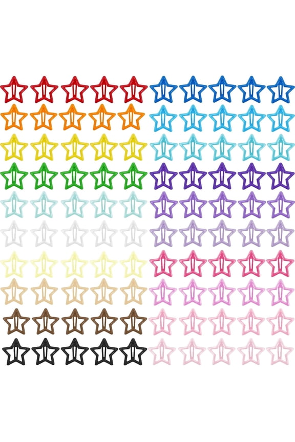 Star Hair Clips Snap Hair Barrettes Non Slip Star Hair Accessories Multiple Colors Metal Hair Clips for Girls Women -100Pcs 1.18"