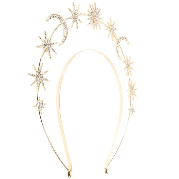 TUWAFE Star Moon Crown Rhinestone Headband Goddess Tiaras Rhinestone Headpiece Bridal Wedding Hair Accessories Sparkling Crowns Party Prom Hair Decoration