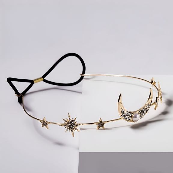 TUWAFE Stars Moon Crown Rhinestone Tiara Bridal Hair Crown Wedding Hair Accessories Multi Color