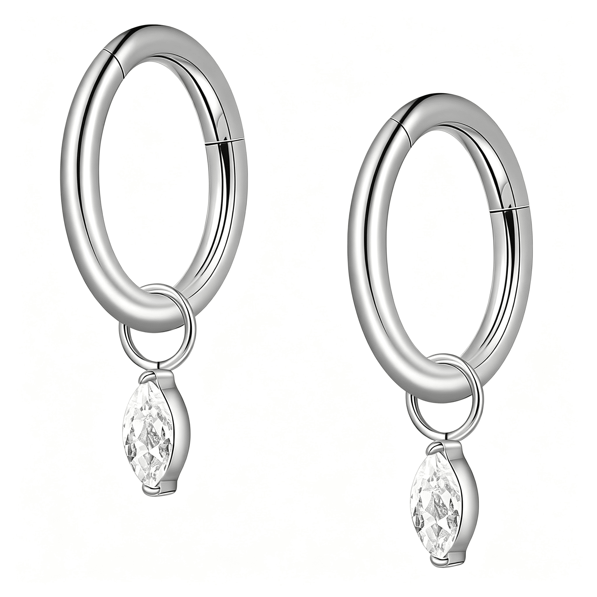 TUWAFE Titanium Dangle Huggie Hoops Implant Grade Rook Earrings ...