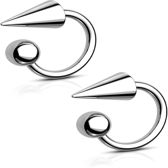TUWAFE Titanium Lip Rings Surgical Steel Snake Bite Lip Jewelry 16G Spike Labret Rings 8Mm 10Mm 12Mm Horseshoe Conch Hoop Earrings 16 Gauge Conch Piercing Jewelry 8Mm-2Pcs
