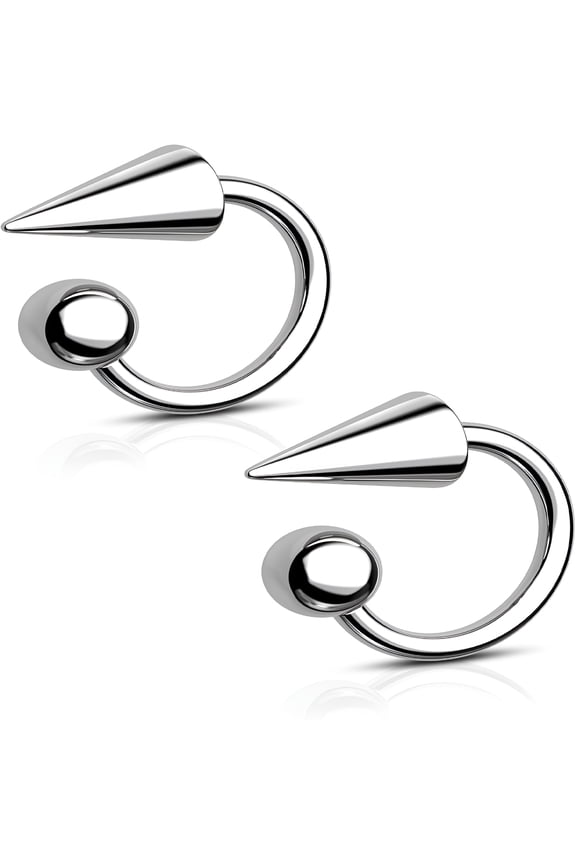 Titanium Lip Rings Surgical Steel Snake Bite Lip Jewelry 16G Spike Labret Rings 8Mm 10Mm 12Mm Horseshoe Conch Hoop Earrings 16 Gauge Conch Piercing Jewelry 8Mm-2Pcs