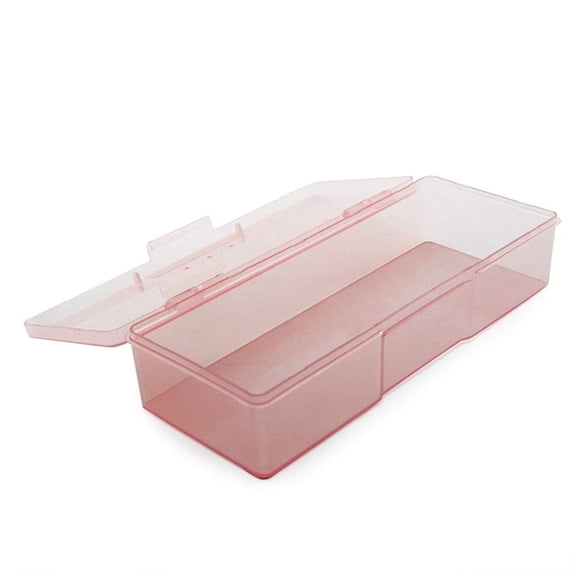 TUWAFE Transparent Box Storage Case for Nail Art Equipment Manicure Tool Organzing Pedicure Tool Empty Plastic Box (Pink)