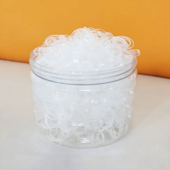 TUWAFE Transparent Disposable Elastic Hair Ties,500 Pieces,Strong Hold,No Crease,For All Hair Types