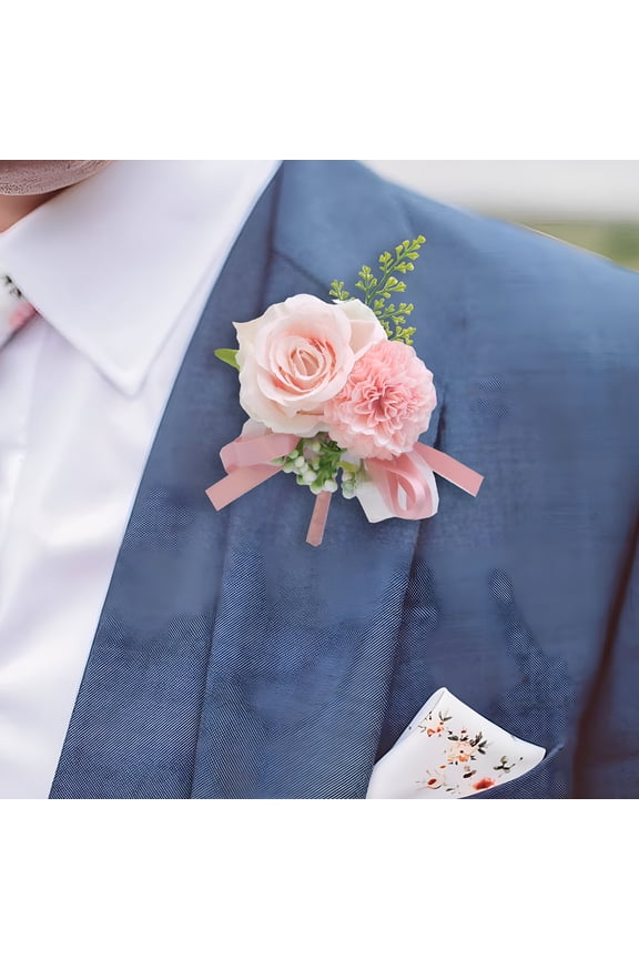 Wedding Corsage Boutonniere Set for Bride and Groom,Floral Brooch Pin Bridal Party Bouquet Jewelry,Elegant Rose Flower Corsage for Ceremony Reception Prom Homecoming Dance Formal Event