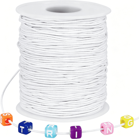 TUWAFE White Elastic String, 328 Feet 1mm Stretchy Bracelet String Bead Cord for Bracelets, Necklaces, Jewelry Making Supplies, Beading, Pony Beads and Crafts(Bead-Free)