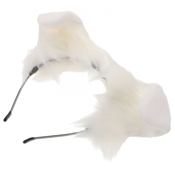 TUWAFE White Furry Dog Ear Headband, Soft Plush Animal Ears for Adults, Cute Puppy Costume Accessory for Cosplay, Halloween, Parties, Photoshoots, and Performances