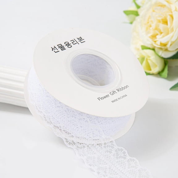 TUWAFE White Lace Ribbon Vintage Lace Trim Thin White Laces Decorative Ribbon 25 Yards 1.2 Inch for Sewing Trim and Embellishments,Diy Crafts,Gift Wrapping,Flower Bouquet