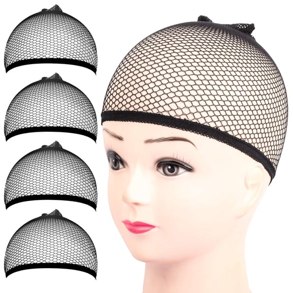 TUWAFE Wig Cap, 4Pcs Black Mesh Wig Cap Net, Closed End Hair Mesh Net Wig Caps, Liner Weaving Caps for Women, Men, Kids