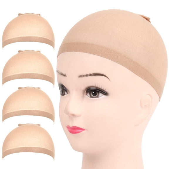 TUWAFE Wig Cap,4Pcs Nylon Wig Caps Nude for Women,Stocking Wig Caps for Halloween,Cosplay. Wig Cap for Women,Men,Kids,Stocking Caps for Wigs 4Pcs Nylon Wig Caps
