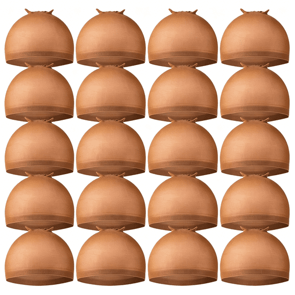 TUWAFE Wig Caps,20 Pack Stretchy Nylon Skin Tone Wig Application Caps for Women and Men-Brown