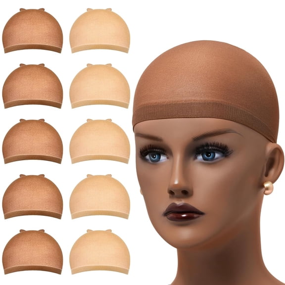 TUWAFE Wig Caps for Women Non Slip,20 Pcs Stocking Wig Caps for Lace Front,Brown and Light Brown