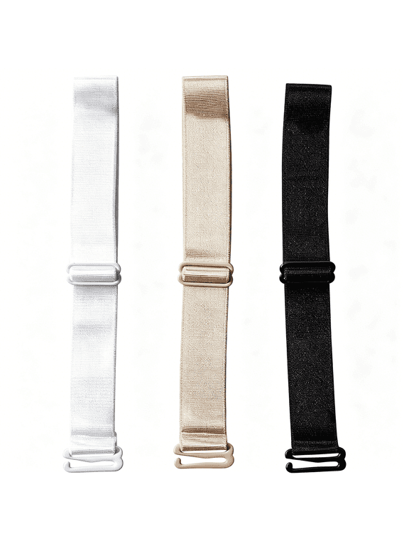 Women Elastic Bra Strap Holder,White Nude Black,One Size Us