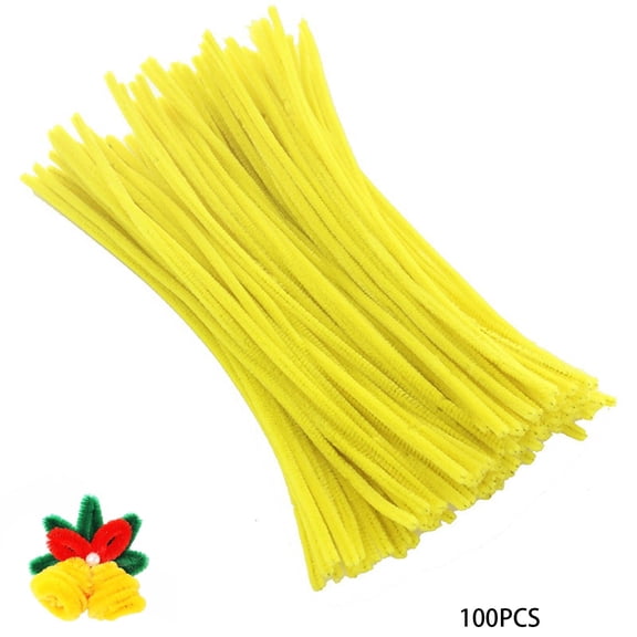 TUWAFE Yellow Pipe Cleaner Flower Kit 100 Pcs, 12In Chenille Stems Pipe Cleaners,Flower Pipe Cleaner Kit,Pipe Cleaners for Flowers,Pipe Cleaner Bulk,Art and Craft Supplies for Diy Crafting