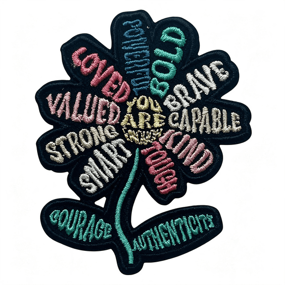 TUWAFE You Are Enough Patch,3 "Es Sew on Iron on Patches Flower Embroidery Patches for Clothes Backpacks Hats Jeans Bags,Motivational Mental Health Embroidered Patches,Diy Patch for Boys Girls