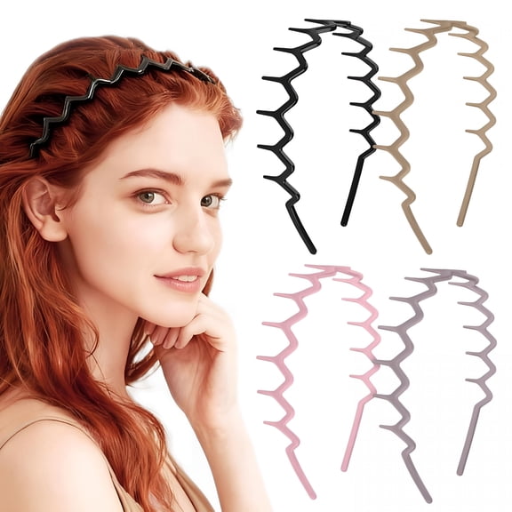 TUWAFE Zig Zag Headbands-4Pcs Non Slip Comb Headband with Teeth for Women Classic Wavy Claw Headband for Women'S Hair Fashion Hair Accessories