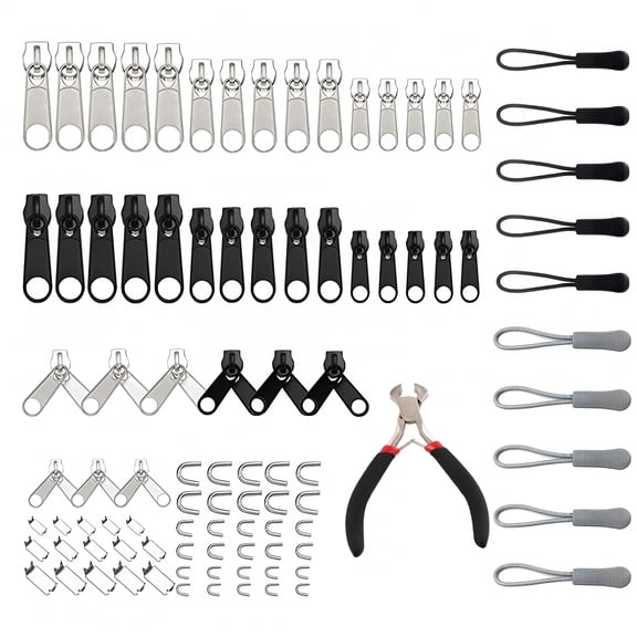 TUWAFE Zipper Repair Kit  Set of 97 Zipper Sliders Mini Clips for Clothes, Bags, Luggage, Tents, Purses  Durable Zipper Fix Sewing Accessories for Fast Fixes