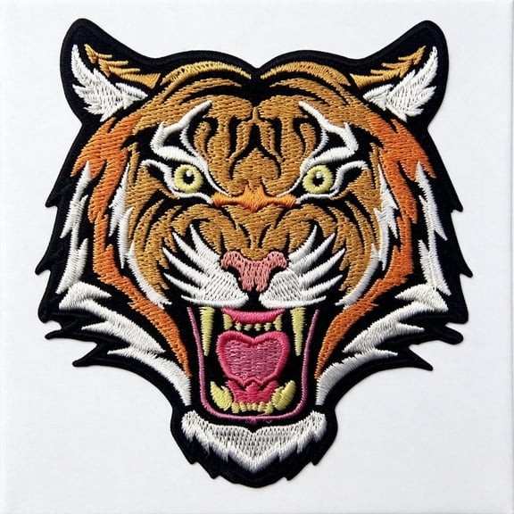 TUWAFE the Roaring Bengal Striped Tiger Embroidered Badge Iron on Sew on Patch Durable Embroidered Patches