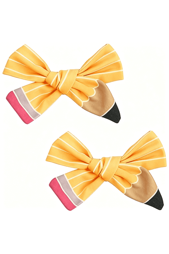 to School Hair Bow Clips Pencil Hair Barrettes Stripe Bowknot Hairpin for Women Girls Teacher Student of School Hair Accessories 2 Count
