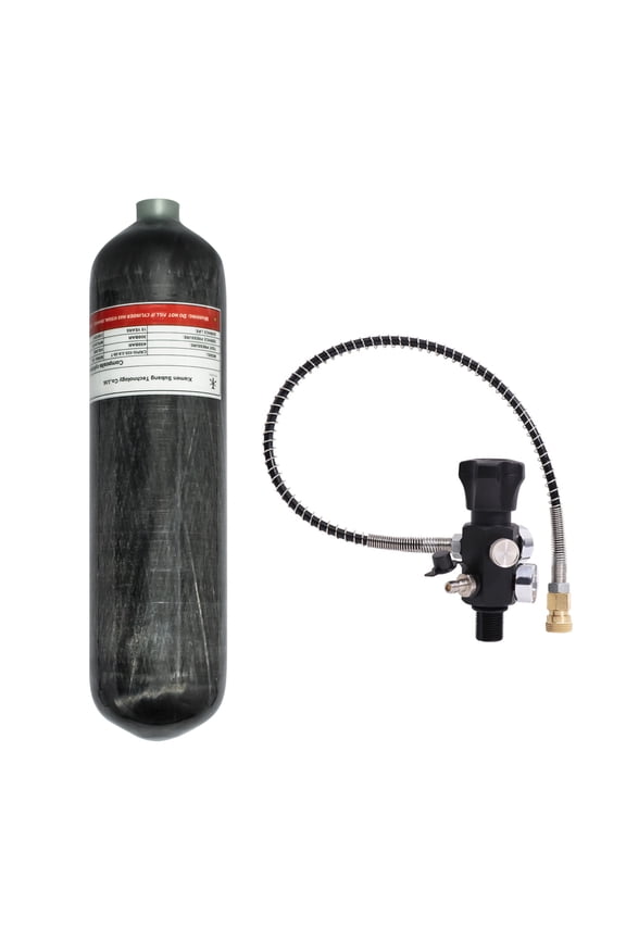 183ci/3L CE Carbon Fiber Paintball Tank with Dual Gauge Valve,PCP Tank 4500 psi,Complete PCP Airgun Charging System Lightweight Paintball Fill Station