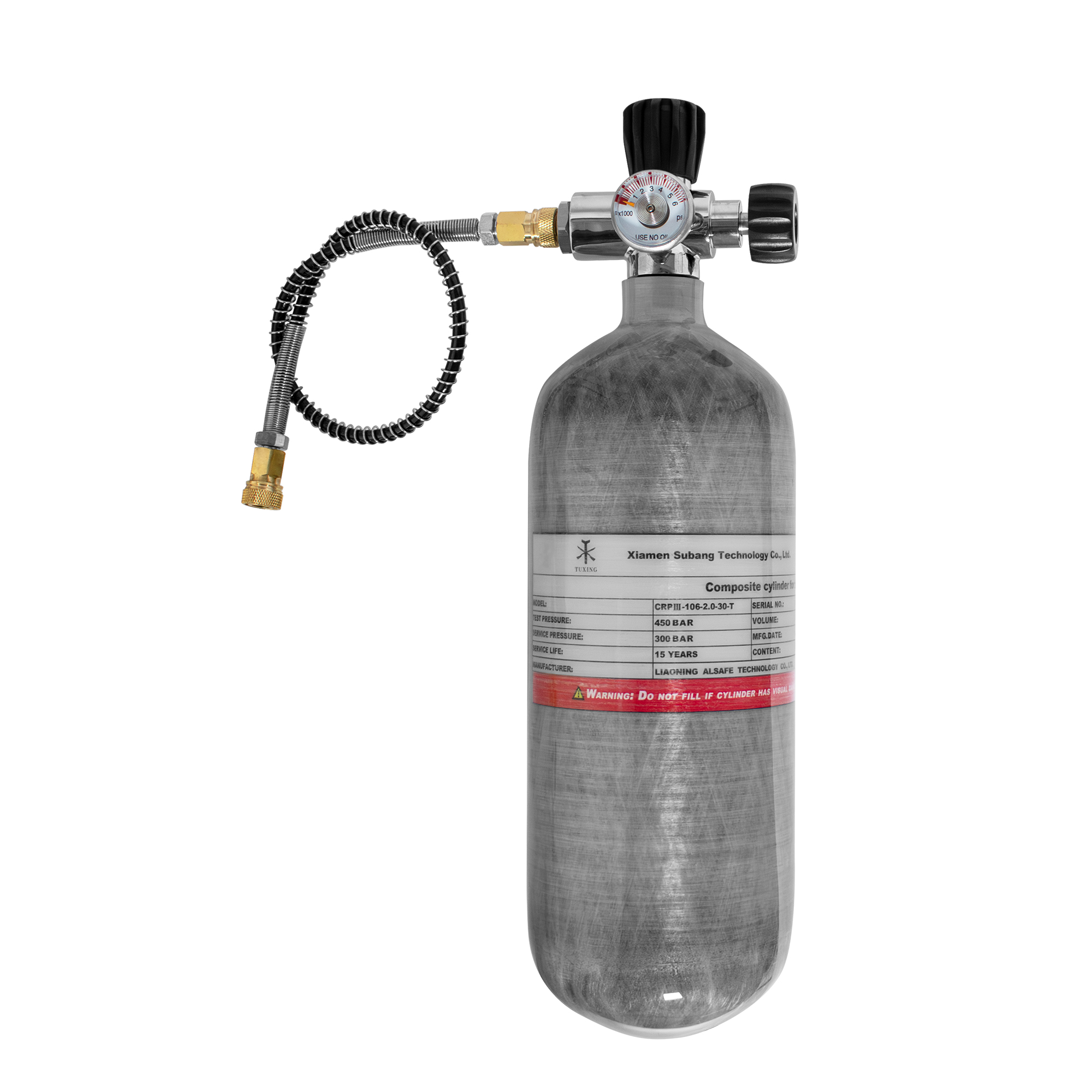 TUXING 4500Psi 2L 122Cu Carbon Fiber Air Tank with Pcp Filling