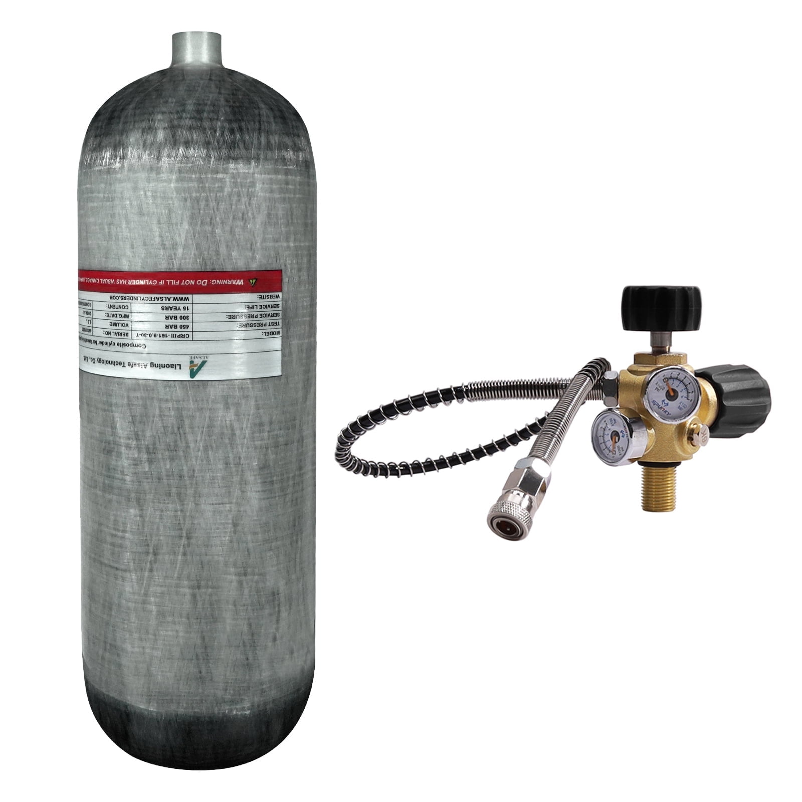TUXING 4500Psi 9L Carbon Fiber Scuba Tank with Paintball Fill Station